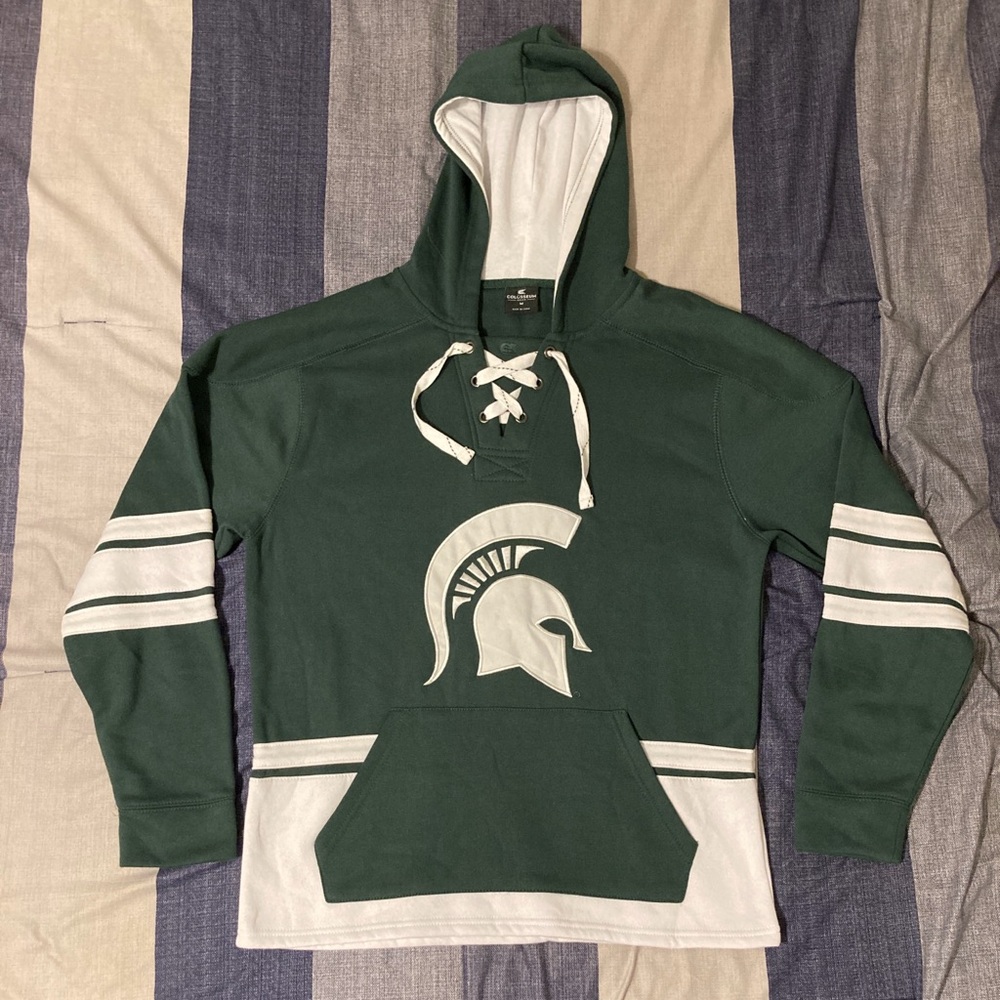 Michigan State Spartans Mens Hoodie Pullover Sz M Green Colosseum